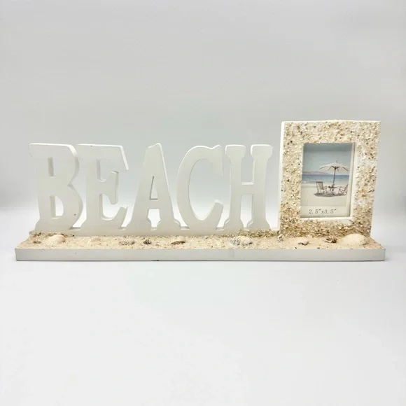 BEACH Themed Picture Frame Sand and Shell Finish 2.5 x 3.5 Inch Photo Frame NWT - Picture 2 of 11